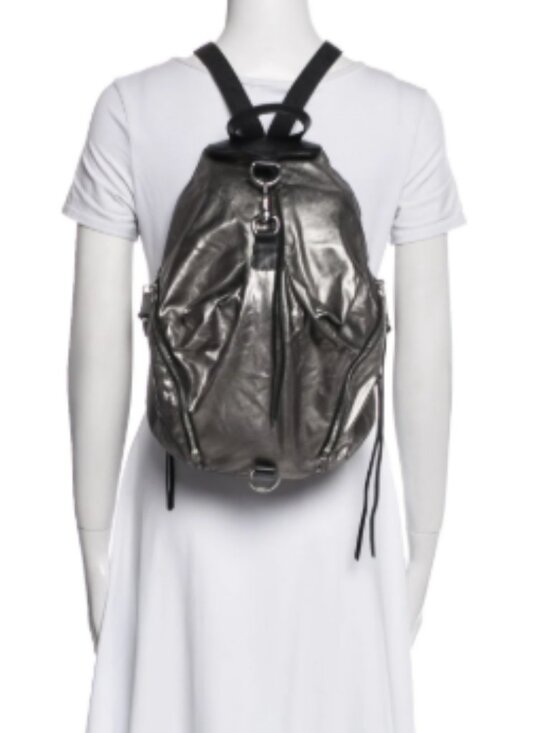 REBECCA MINKOFF silver medium JULIAN backpack purse bag main image 4